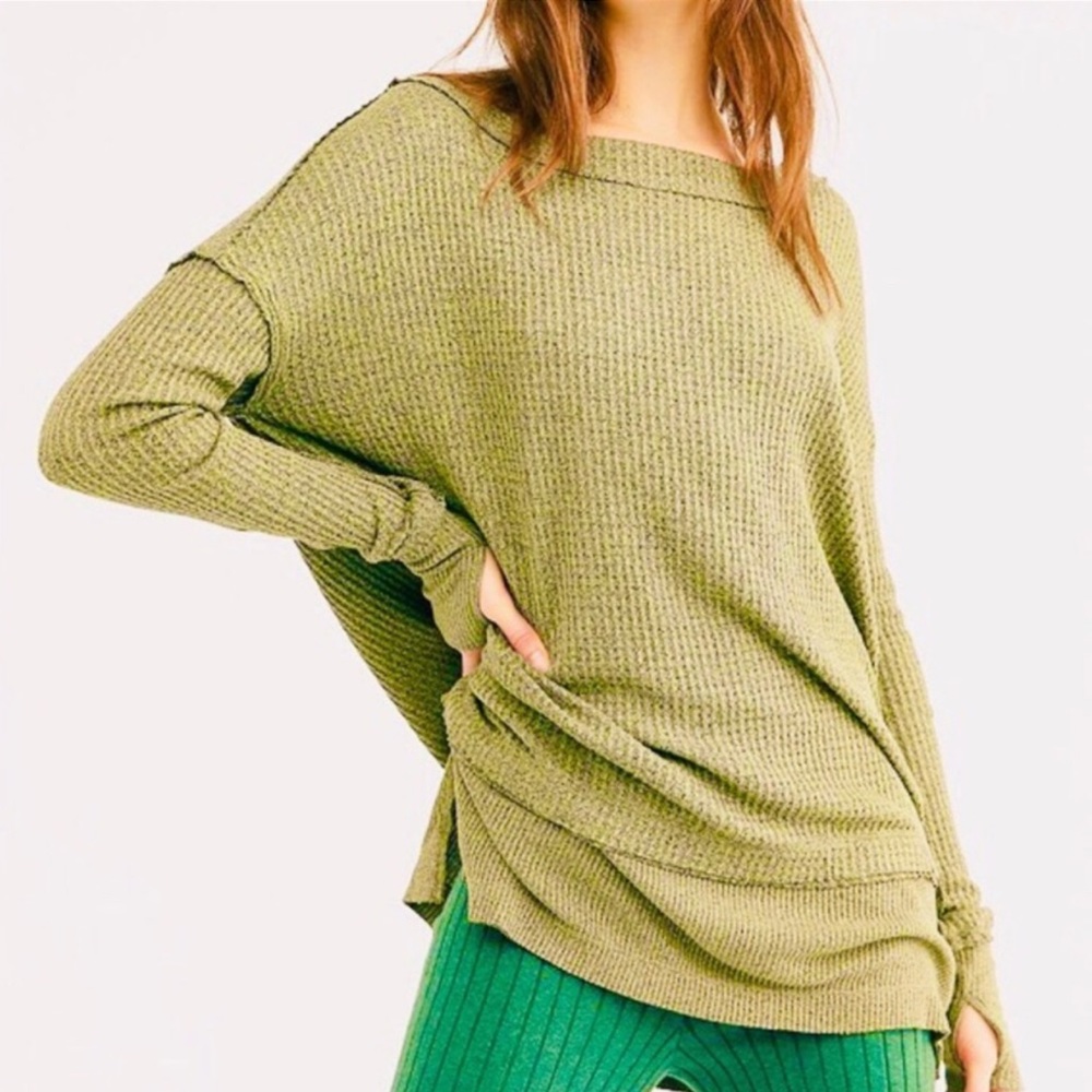 Free People North Shore Thermal Tunic In Pear